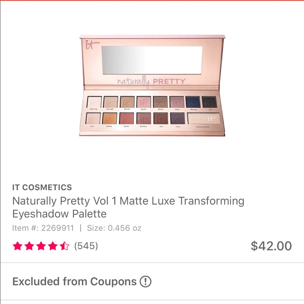 It cosmetics Naturally pretty eyeshadow palette